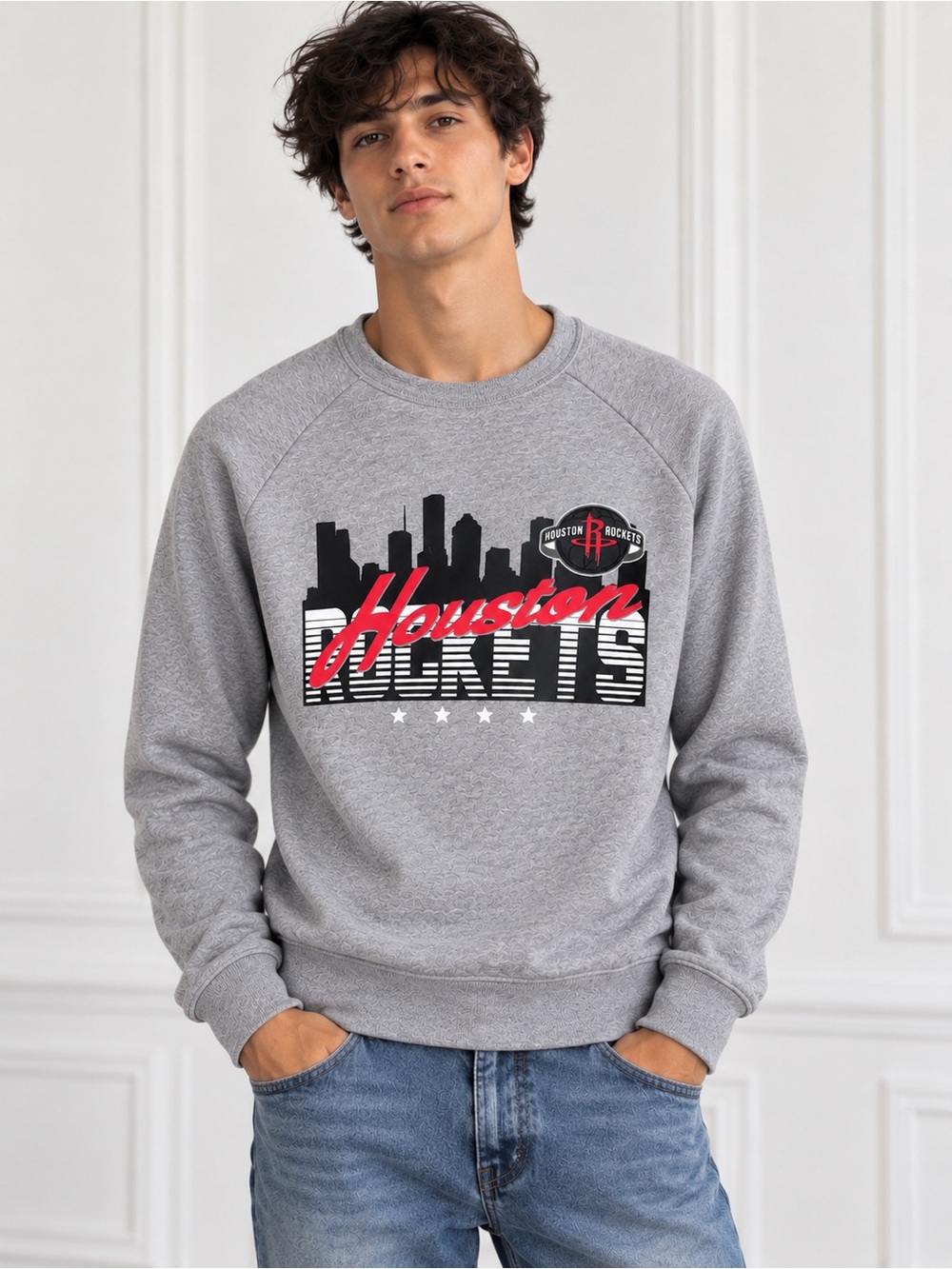 NWT Houston Rockets Gray Logo Crewneck Sweatshirt